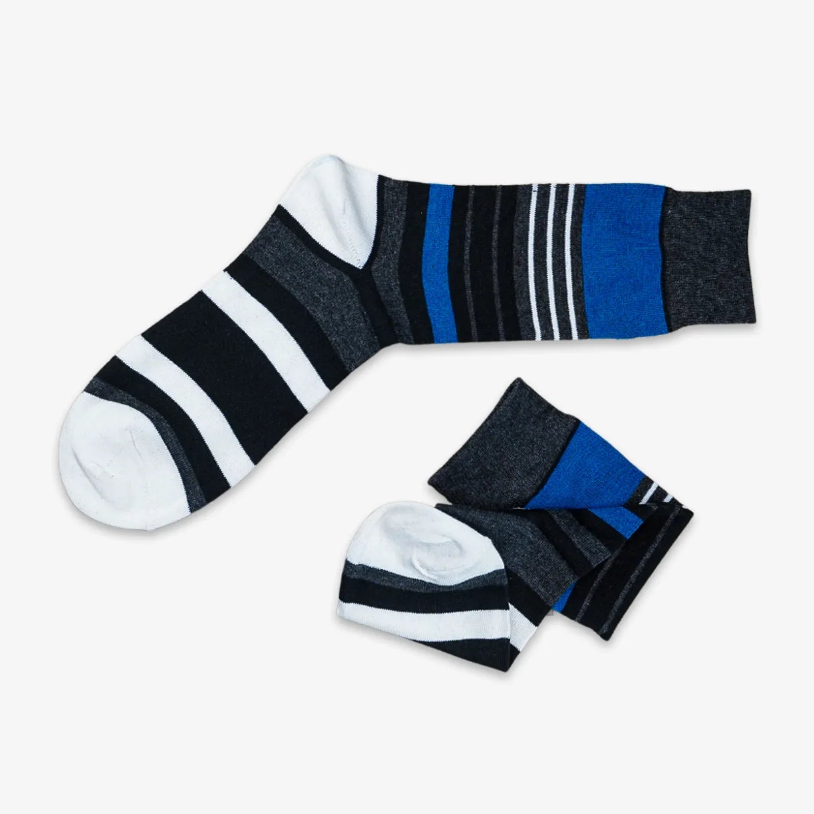 FUNKY STRIPES HIGH KNEE SOCKS - BLUE - NAVZA