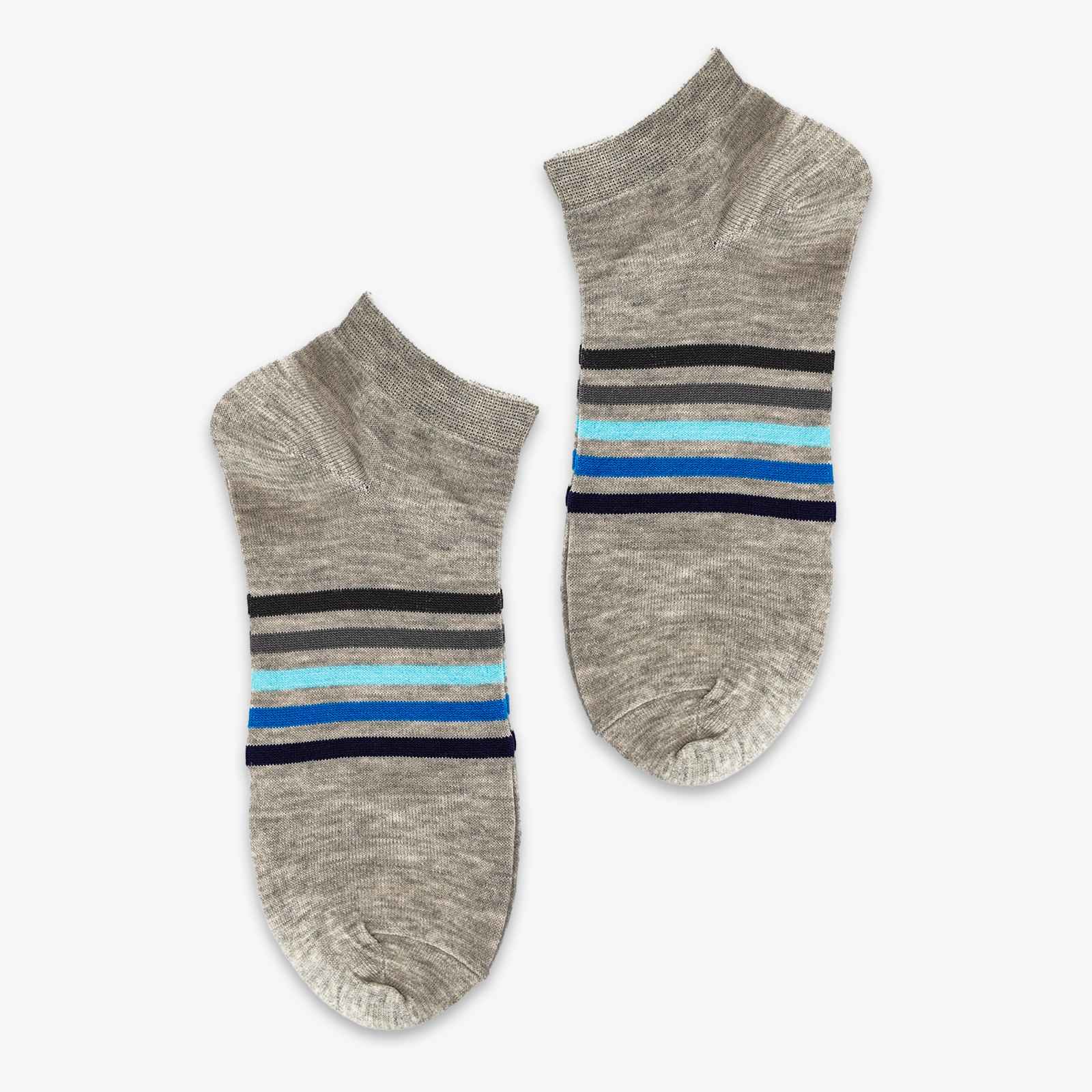 MULTI-COLOR STRIPES ANKLE SOCKS - GREY