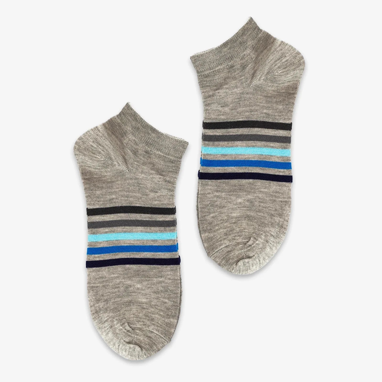 MULTI-COLOR STRIPES ANKLE SOCKS - GREY - NAVZA