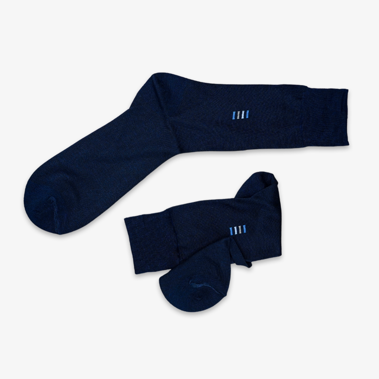 FOUR BARS HIGH KNEE SOCKS - BLUE