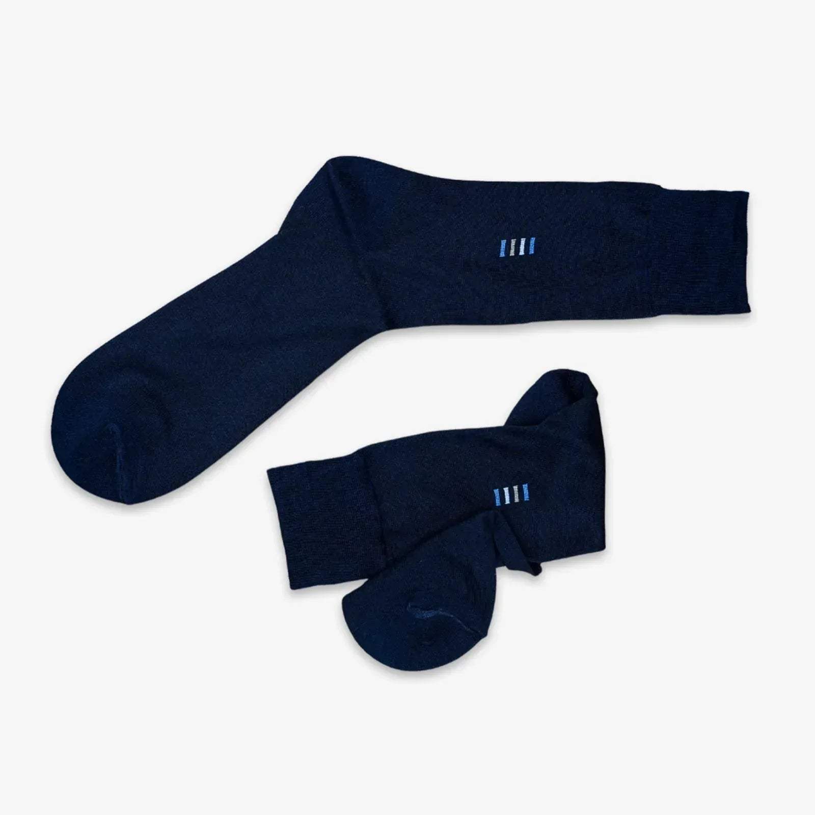 FOUR BARS HIGH KNEE SOCKS - BLUE - NAVZA