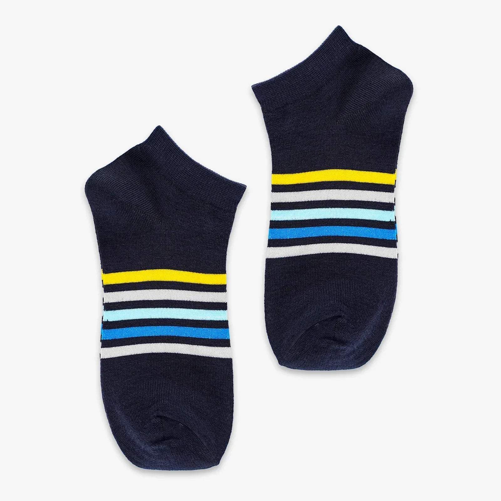 MULTI-COLOR STRIPES ANKLE SOCKS - BLUE - NAVZA