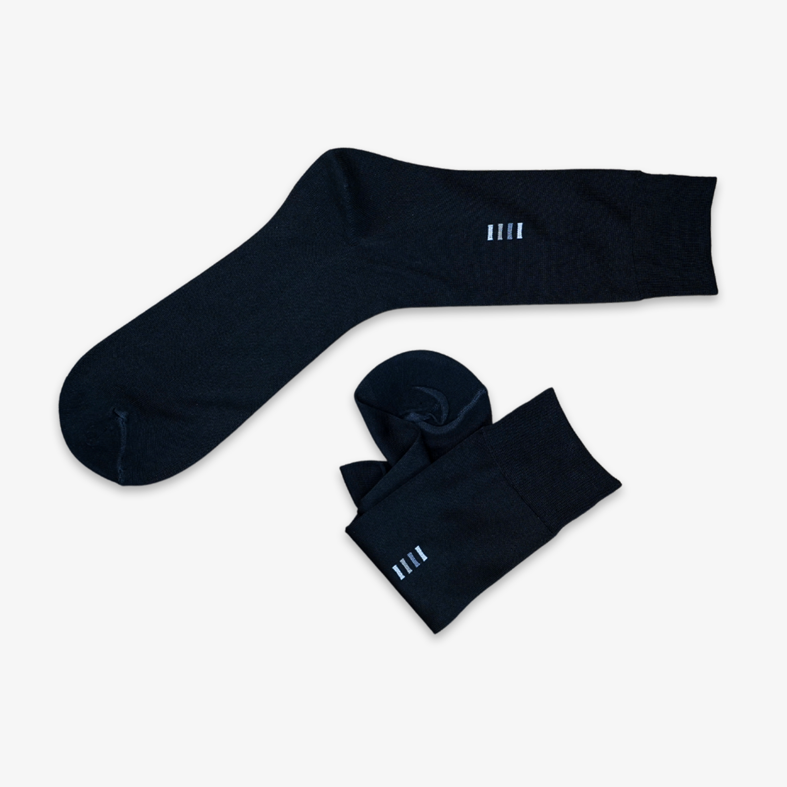FOUR BARS HIGH KNEE SOCKS - BLACK