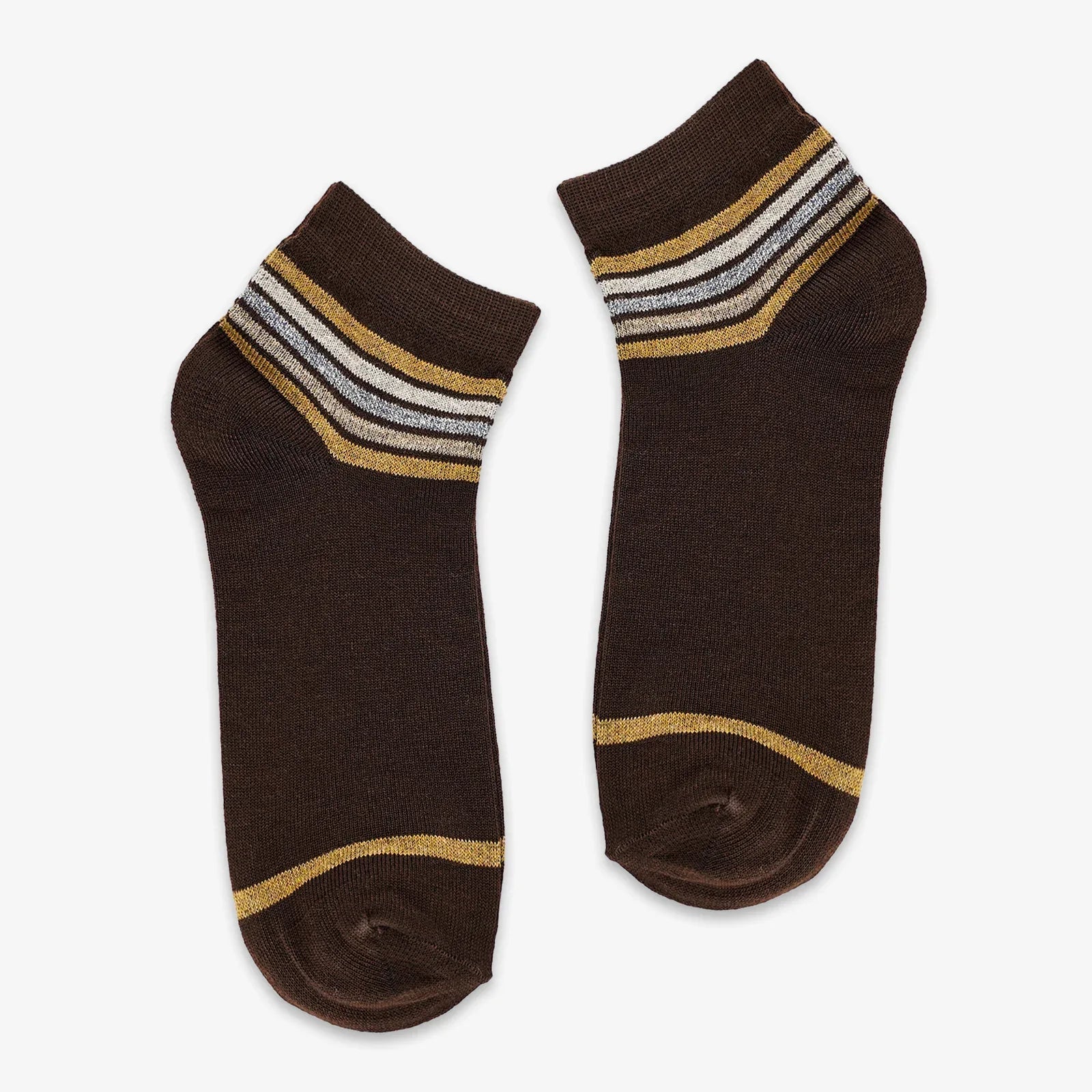 CASUAL STRIPES ANKLE SOCKS - BROWN - NAVZA