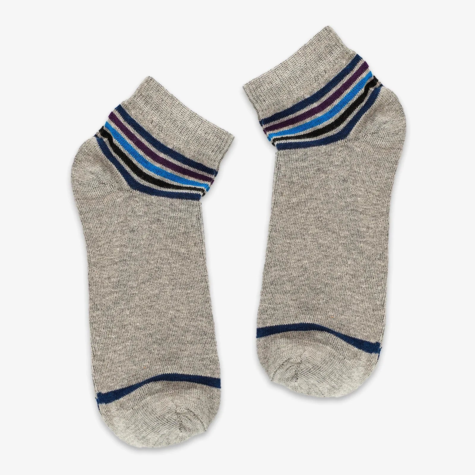 CASUAL STRIPES ANKLE SOCKS - GREY - NAVZA