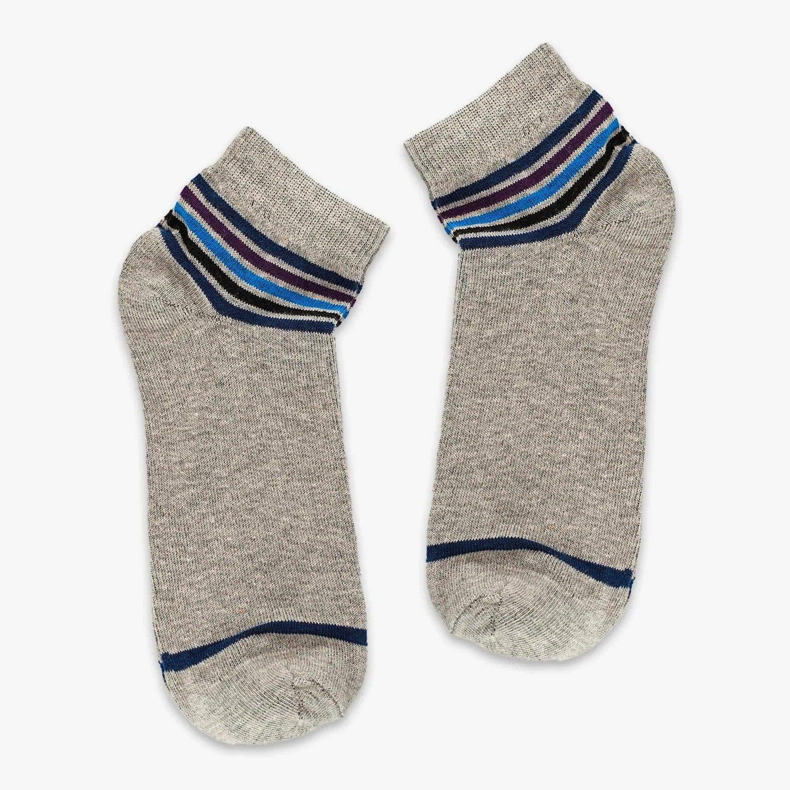 CASUAL STRIPES ANKLE SOCKS - GREY - NAVZA