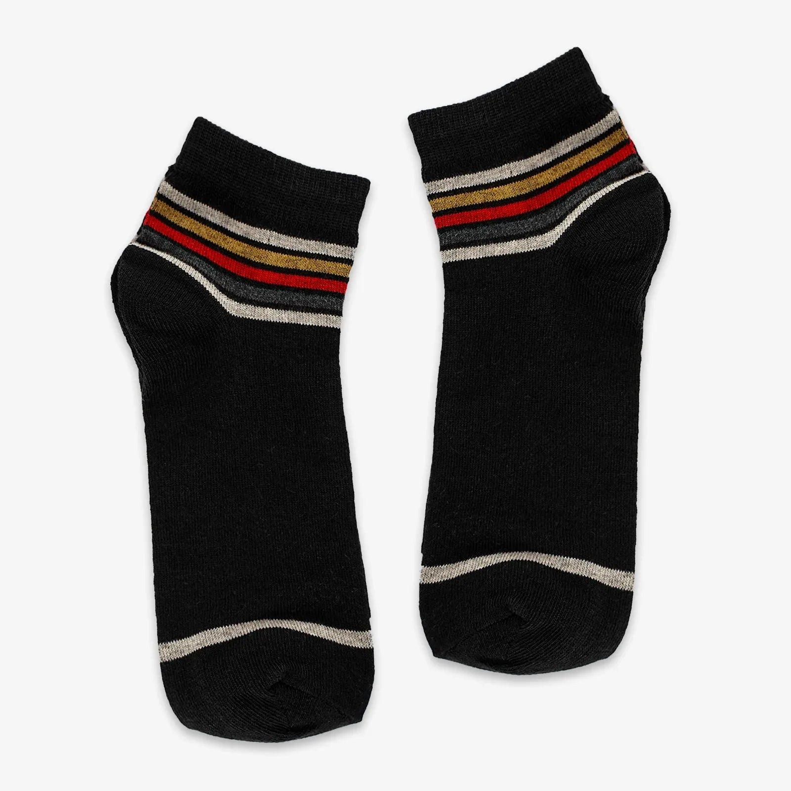 CASUAL STRIPES ANKLE SOCKS - BLACK - NAVZA