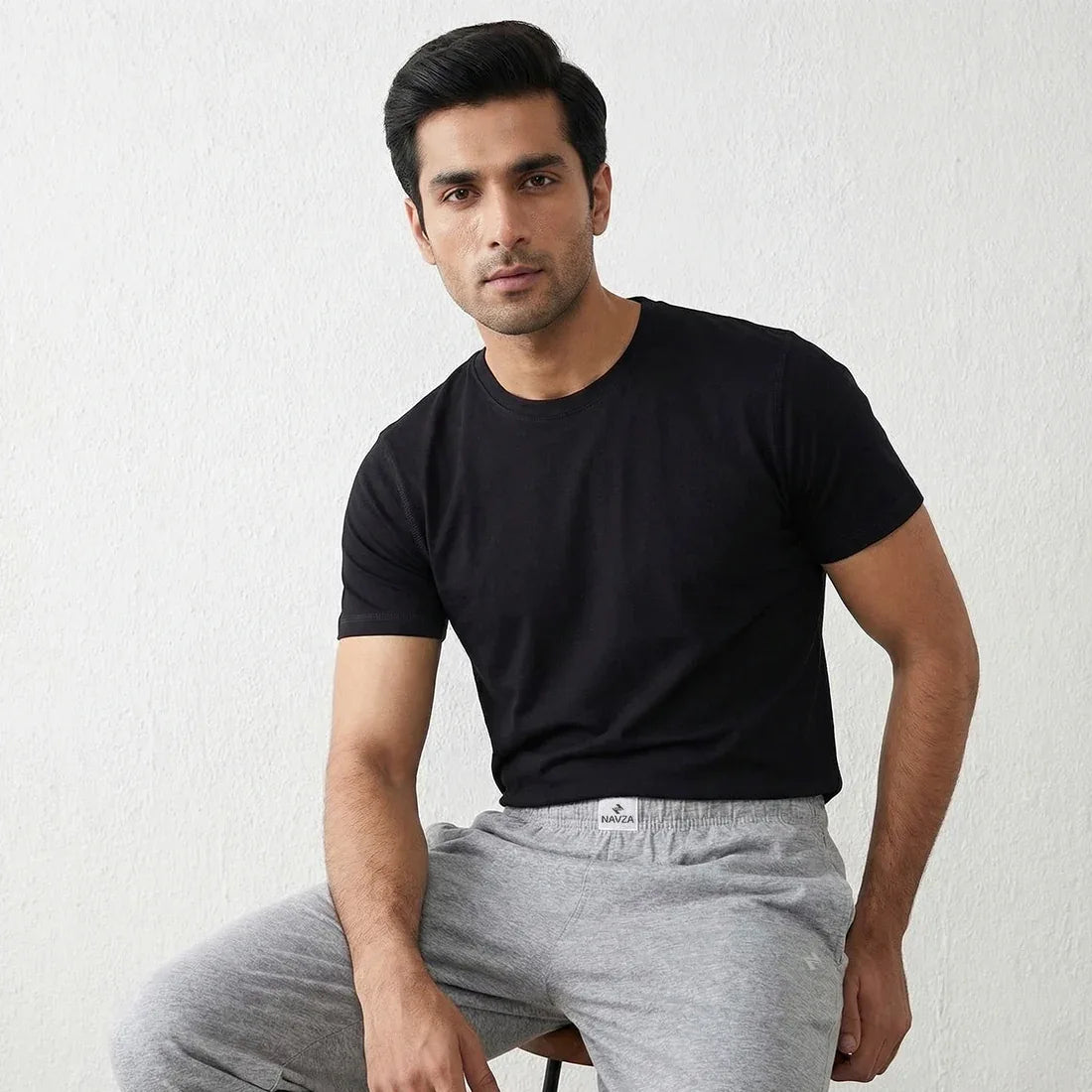 PACK OF BLACK UNDERTEE & GREY JERSEY TROUSER