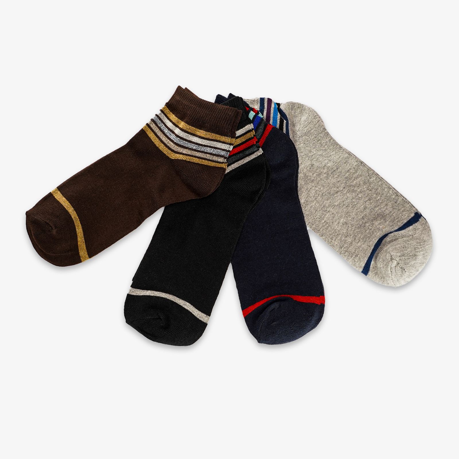 CASUAL STRIPES ANKLE SOCKS - BLACK