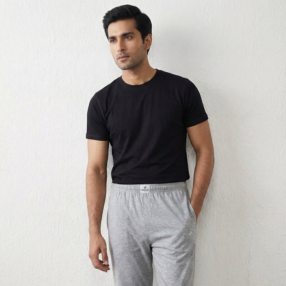 PACK OF BLACK UNDERTEE & GREY JERSEY TROUSER