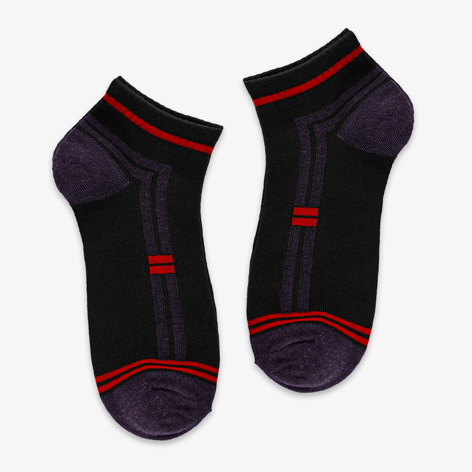 TWO WAY STRIPES ANKLE SOCKS - BLACK