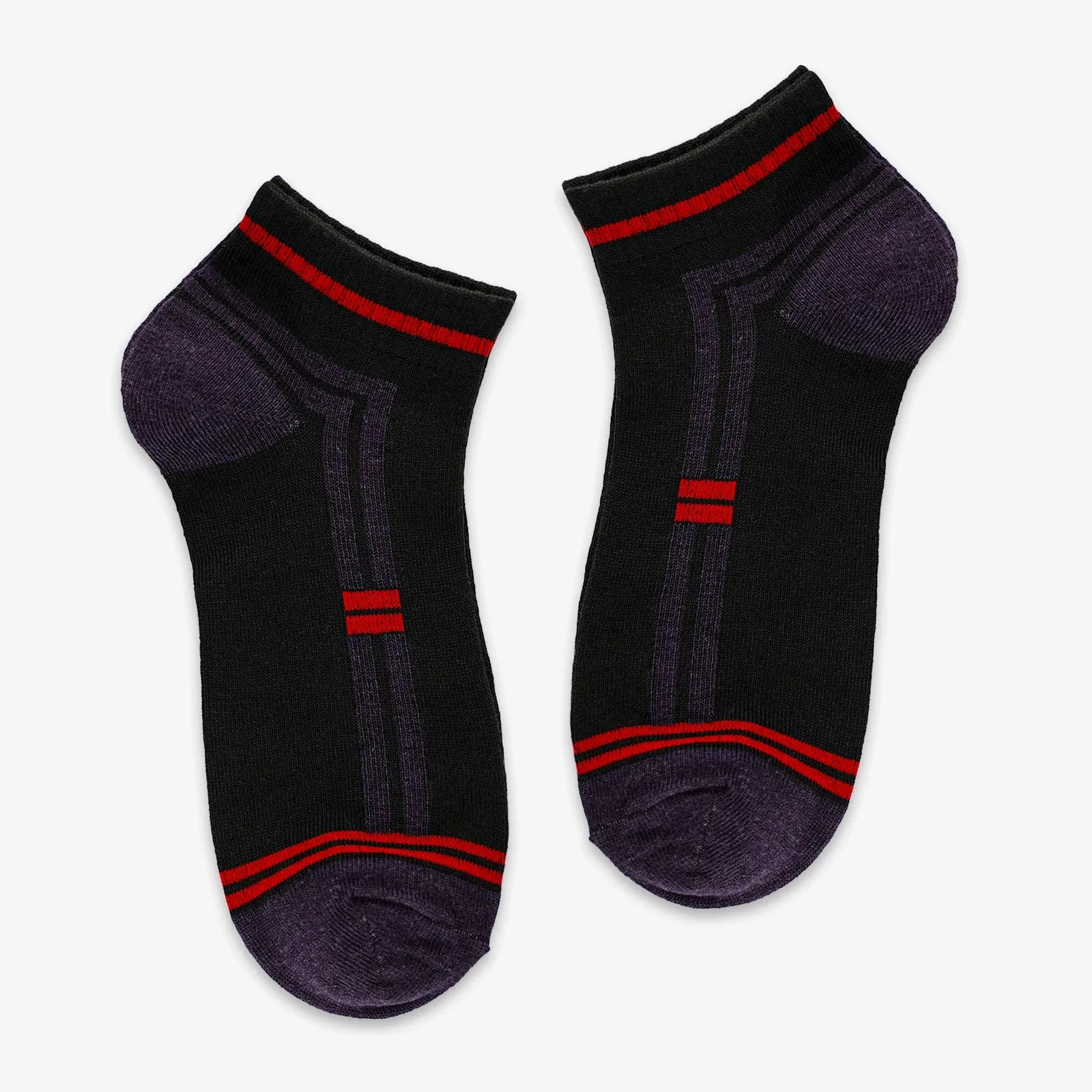 TWO WAY STRIPES ANKLE SOCKS - BLACK - NAVZA