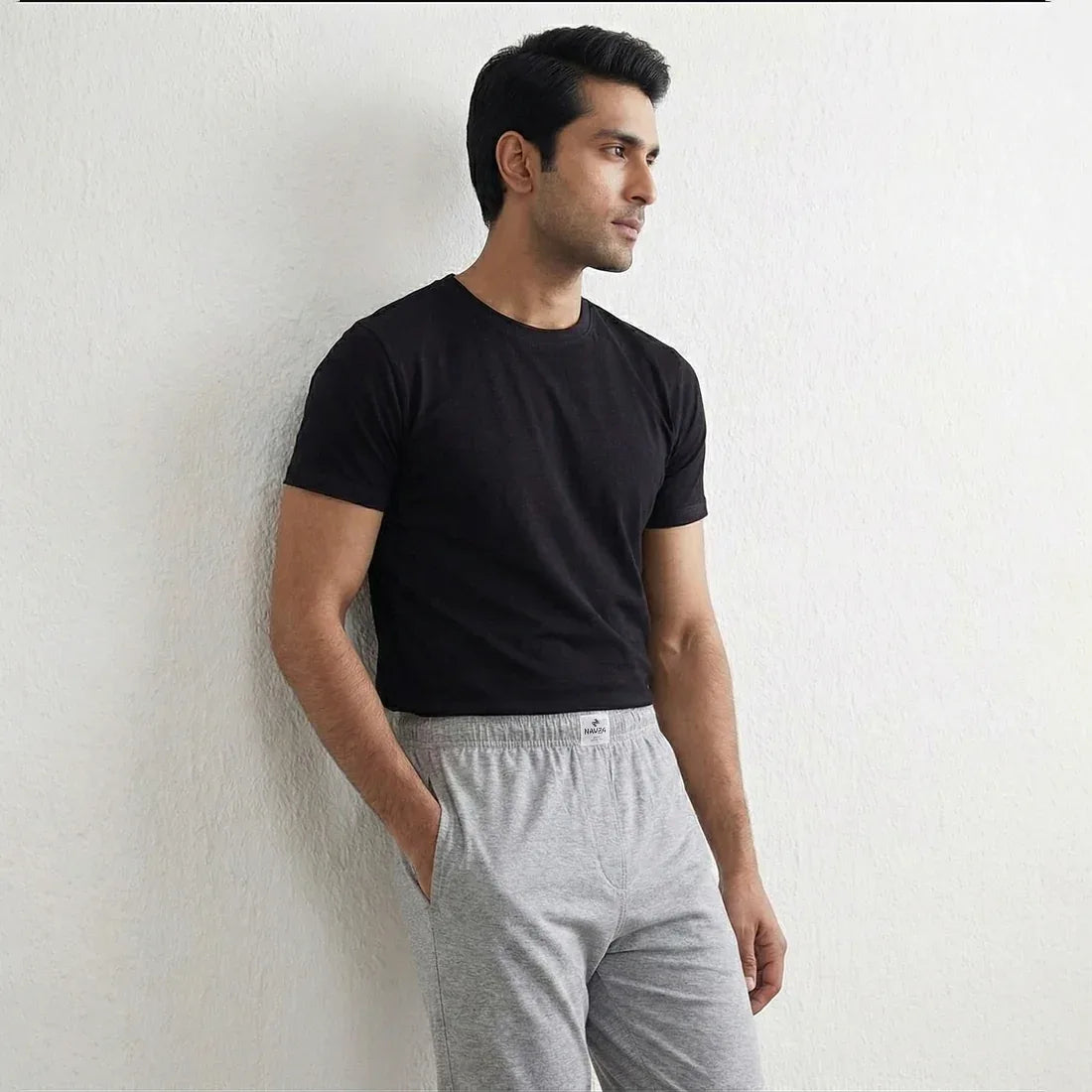 PACK OF BLACK UNDERTEE & GREY JERSEY TROUSER