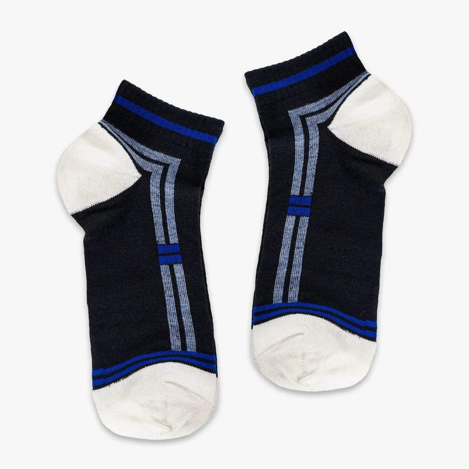 TWO WAY STRIPES ANKLE SOCKS - WHITE - NAVZA