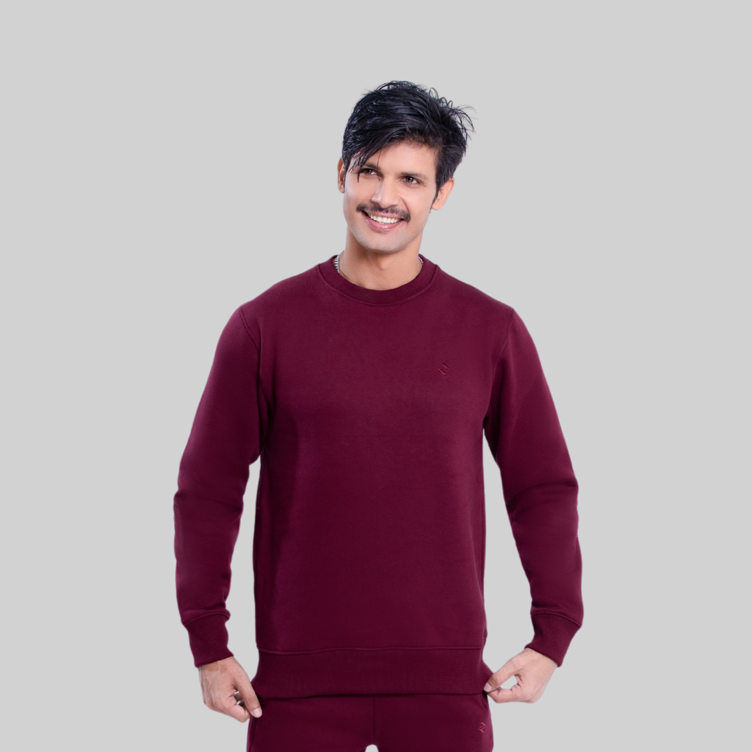 Male Model wearing a ML SWEATSHIRT BURGUNDY 3