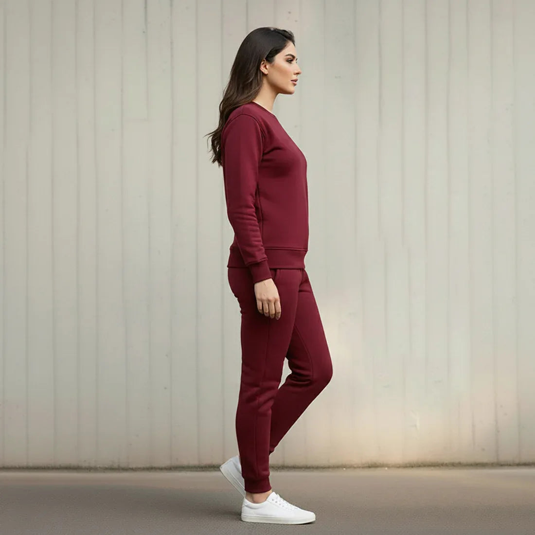 WOMEN ML SWEATSHIRT TRACKER – BURGUNDY - NAVZA