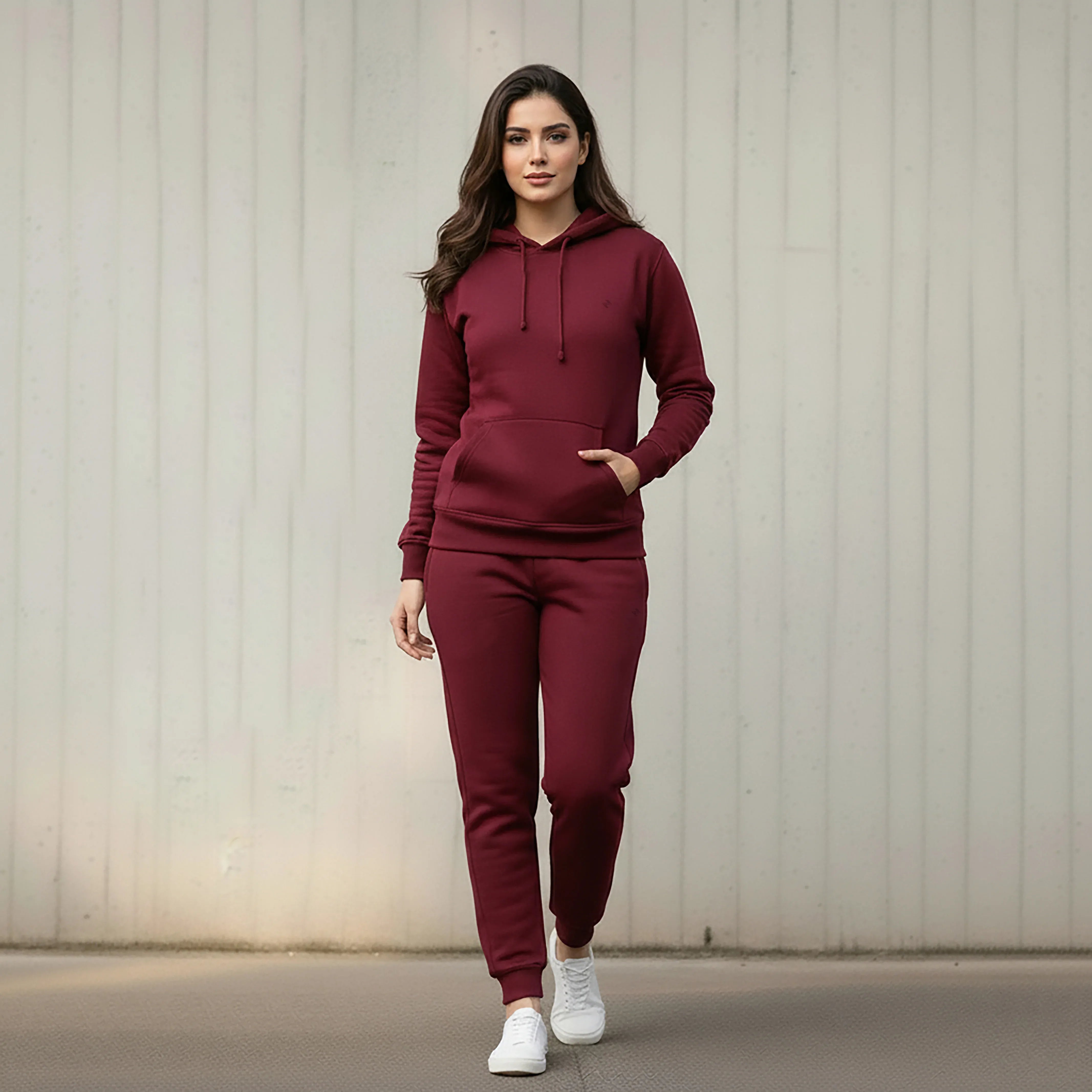 WOMEN ML PULLOVER HOODIE TRACKER - BURGUNDY - NAVZA