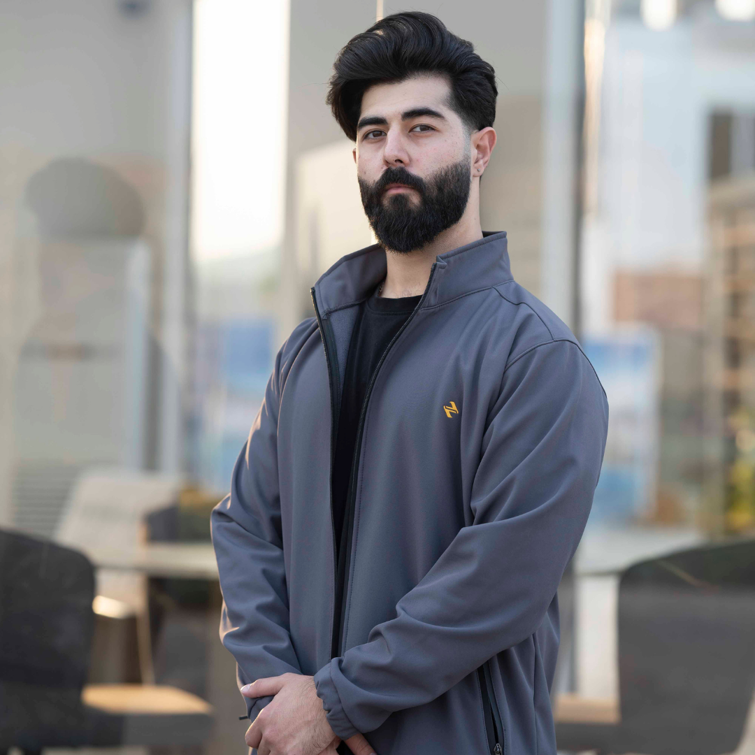 Male Model wearing a CL SS Jacket Grey