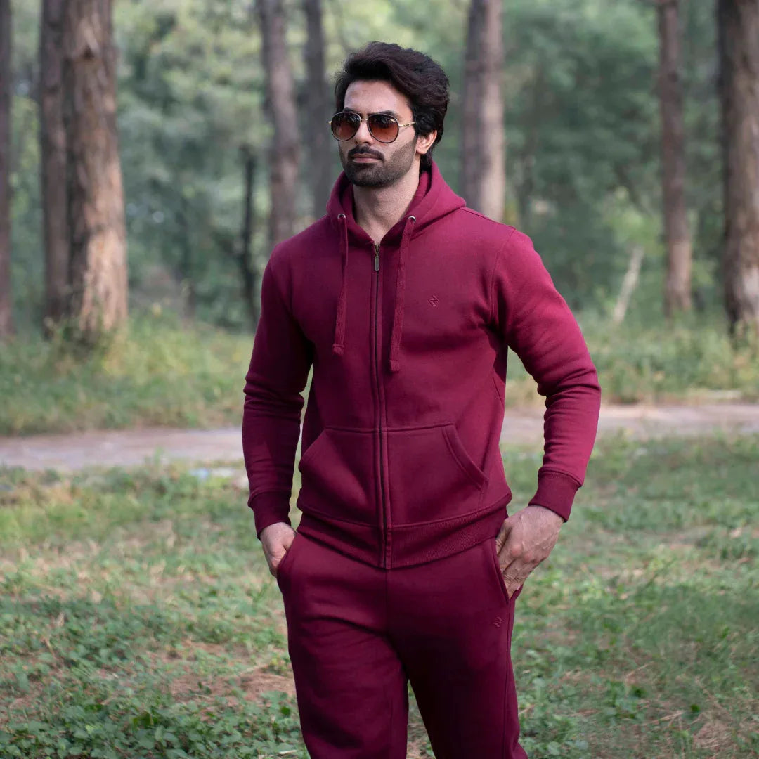 ML ZIPPER HOODIE TRACKER - BURGUNDY - NAVZA