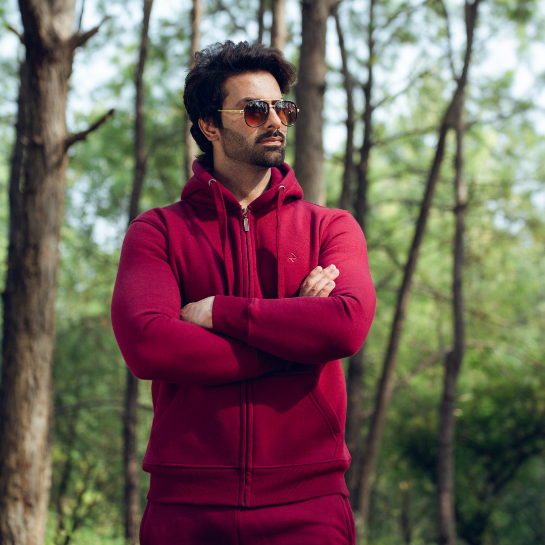 ML ZIPPER HOODIE - BURGUNDY