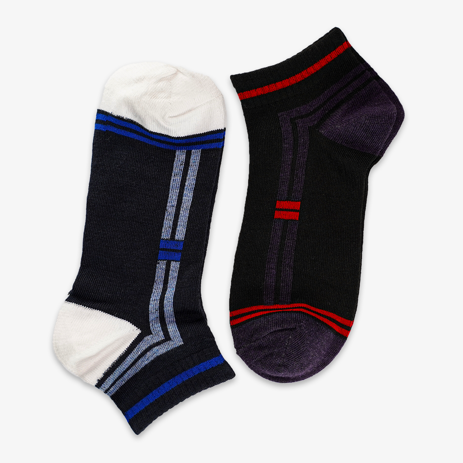 TWO WAY STRIPES ANKLE SOCKS - WHITE