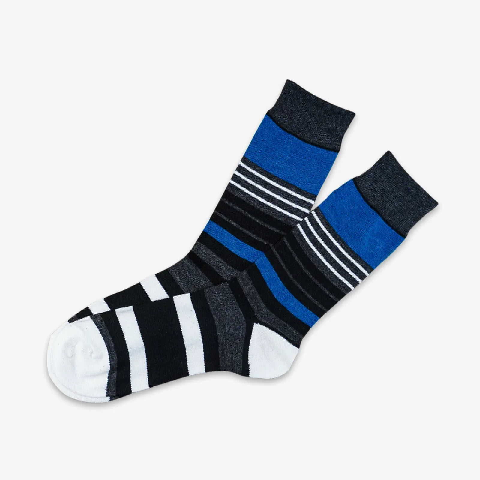 FUNKY STRIPES HIGH KNEE SOCKS - BLUE - NAVZA