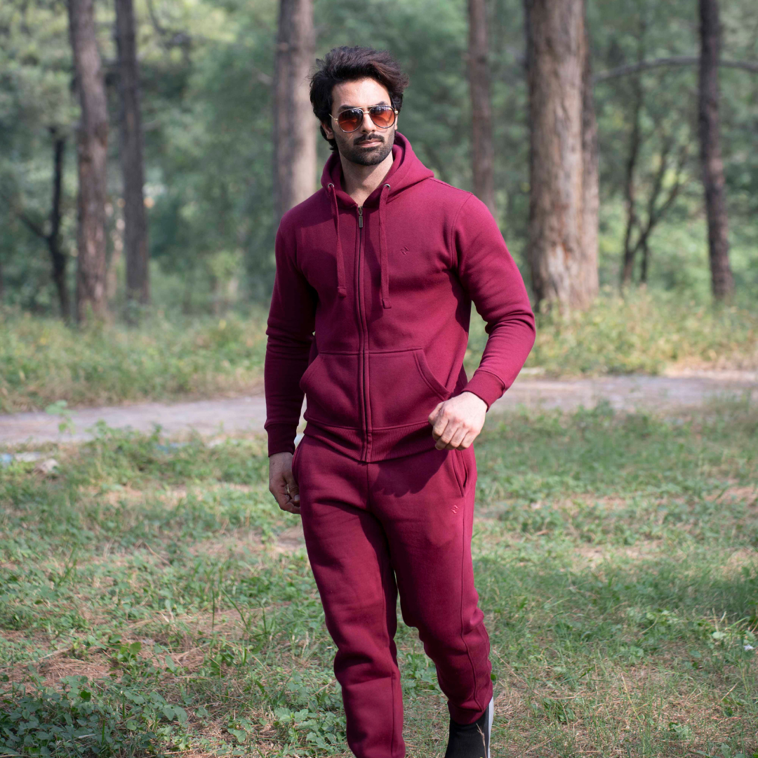 ML ZIPPER HOODIE TRACKER - BURGUNDY