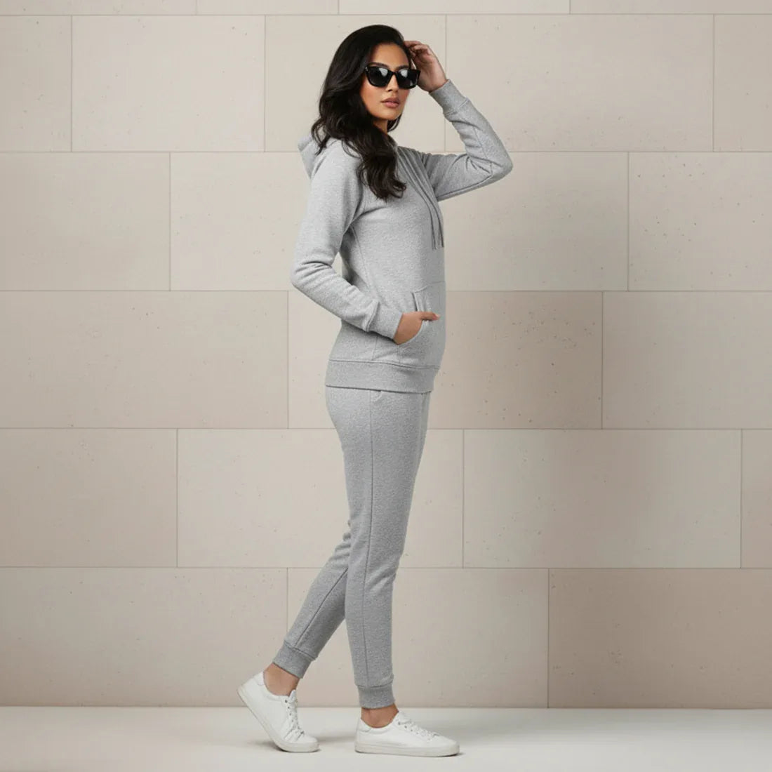 WOMEN ML PULLOVER HOODIE TRACKER - GREY - NAVZA