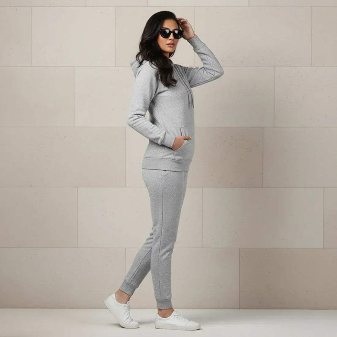 WOMEN ML PULLOVER HOODIE TRACKER - GREY - NAVZA
