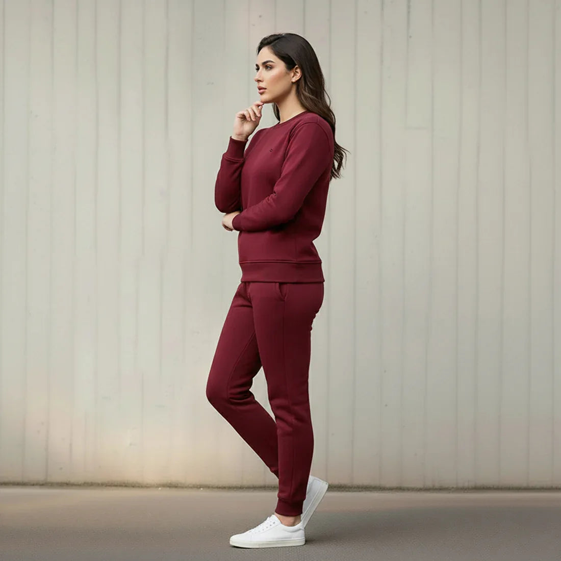 WOMEN ML SWEATSHIRT TRACKER – BURGUNDY - NAVZA