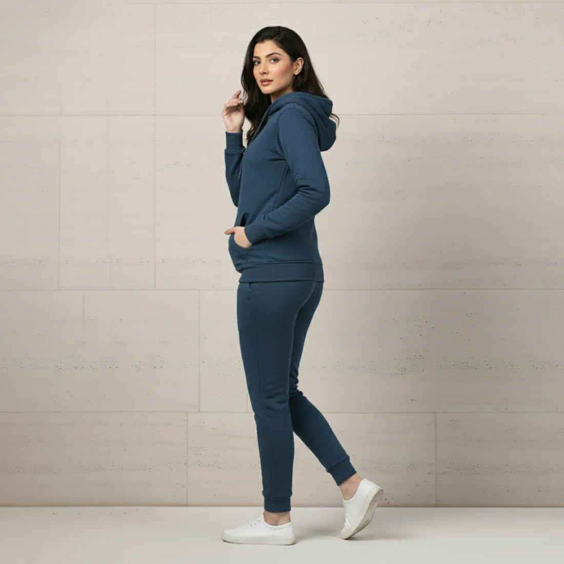 WOMEN ML PULLOVER HOODIE TRACKER - DENIM - NAVZA