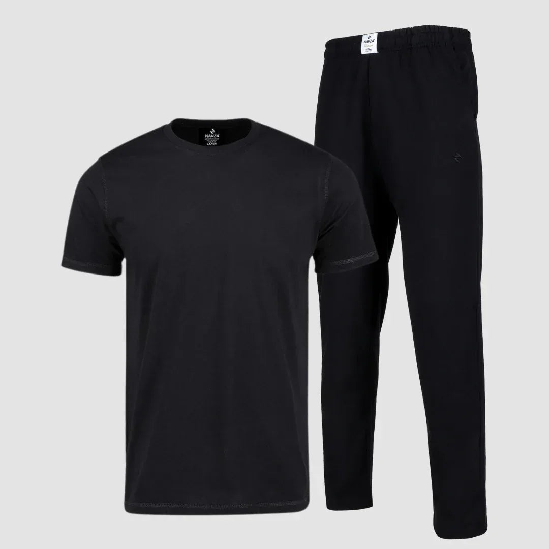 PACK OF BLACK UNDERTEE & BLACK JERSEY TROUSER - NAVZA