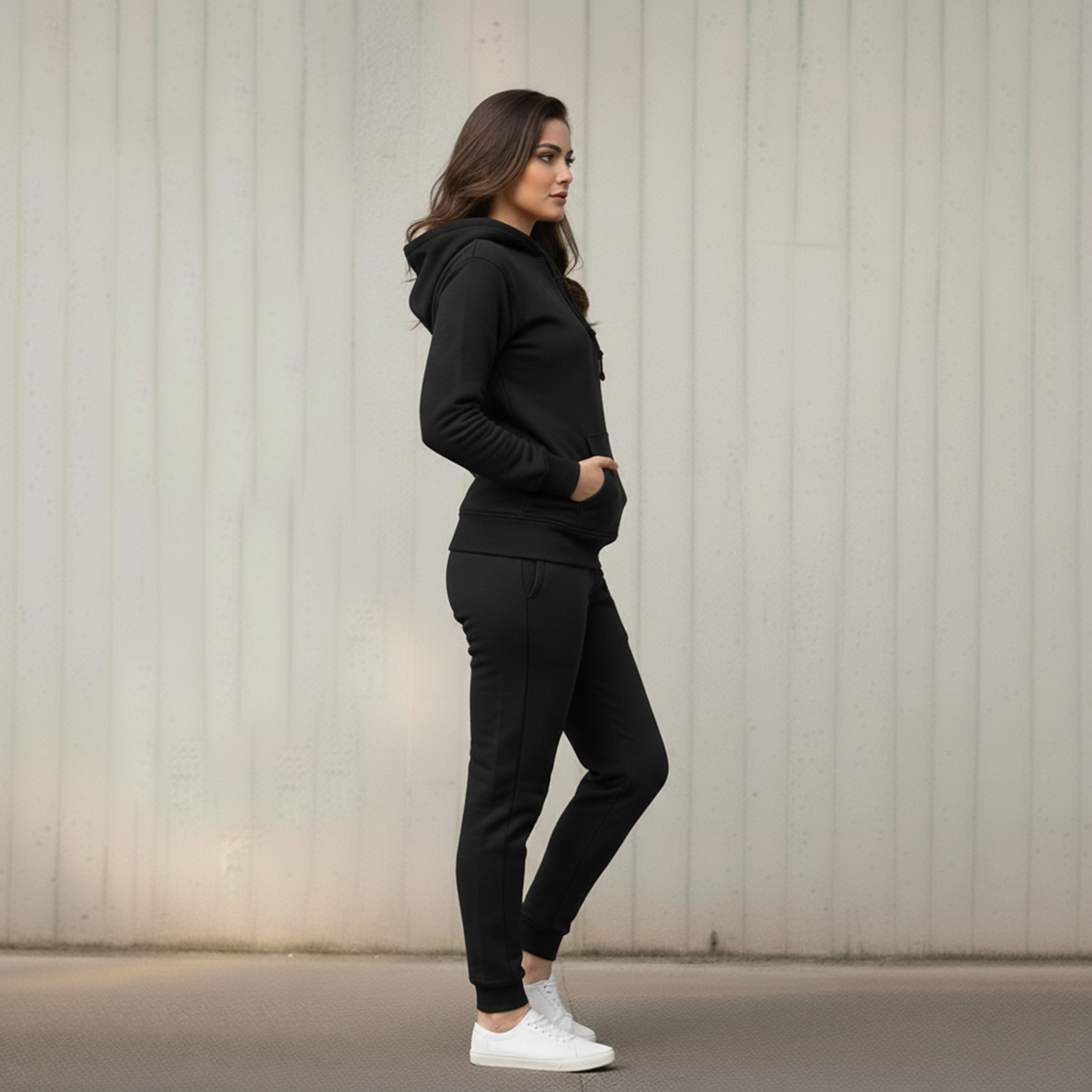 WOMEN ML PULLOVER HOODIE TRACKER - BLACK