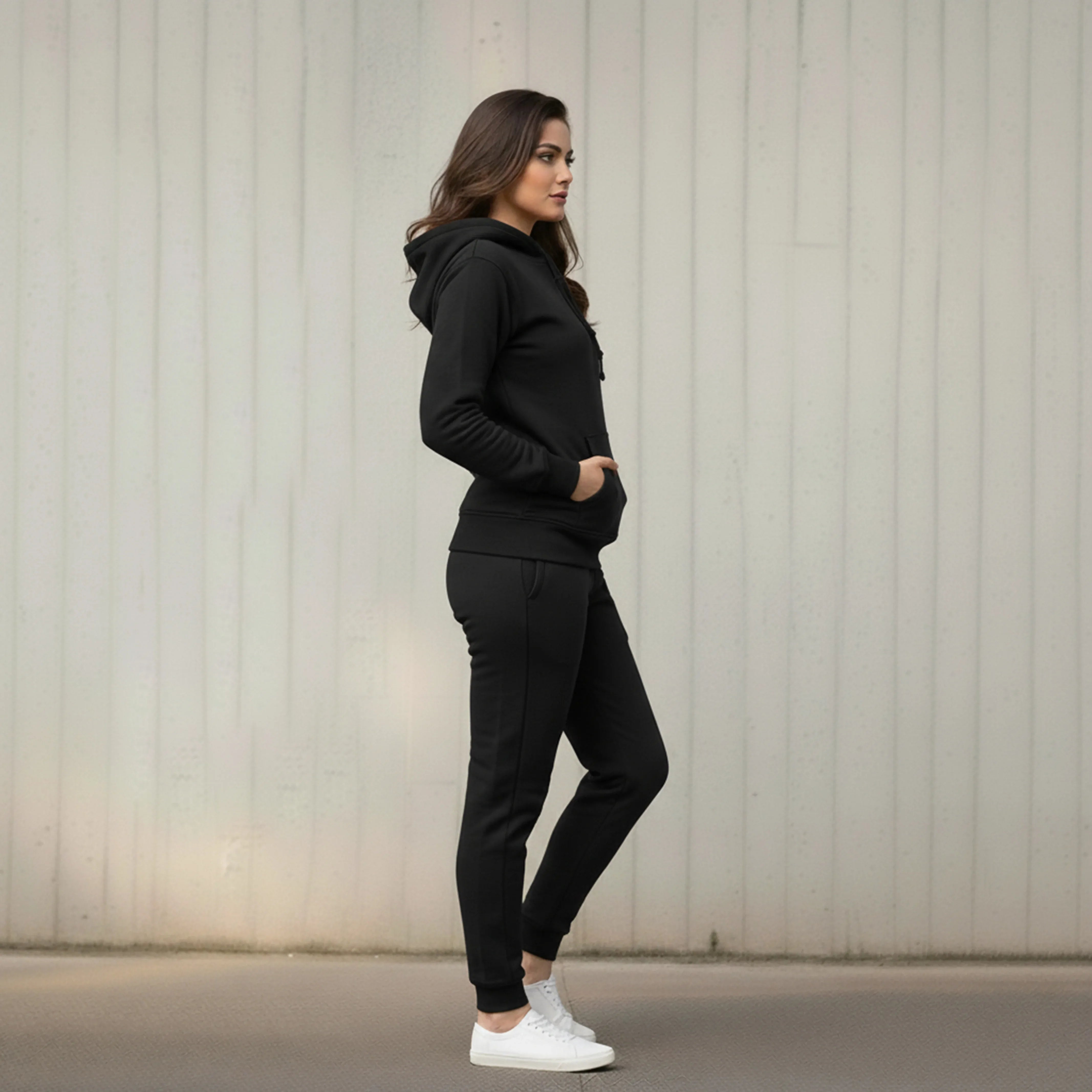 WOMEN ML PULLOVER HOODIE TRACKER - BLACK - NAVZA