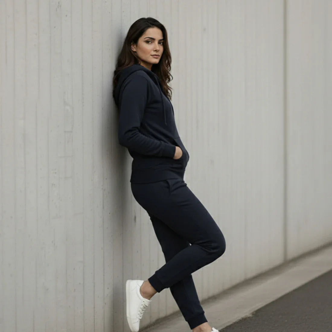 WOMEN ML ZIPPER HOODIE TRACKER - NAVY - NAVZA