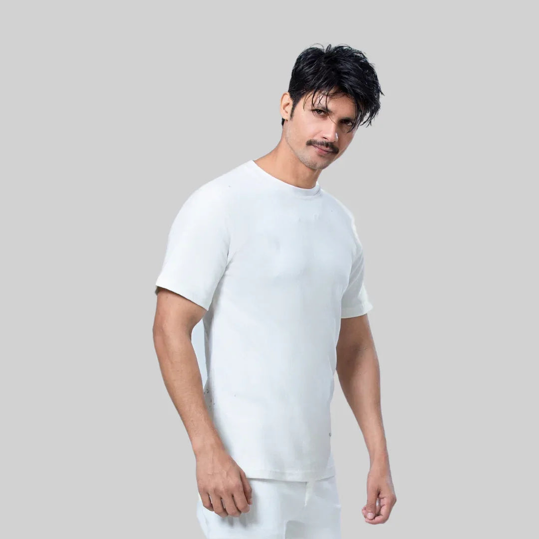 WHITE THERMAL HALF SLEEVES TOP - NAVZA