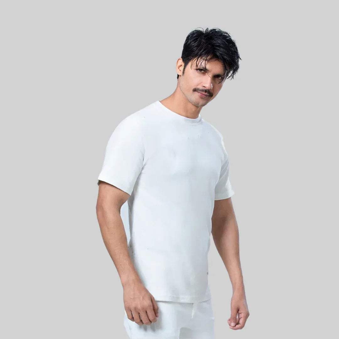 WHITE THERMAL HALF SLEEVES TOP - NAVZA