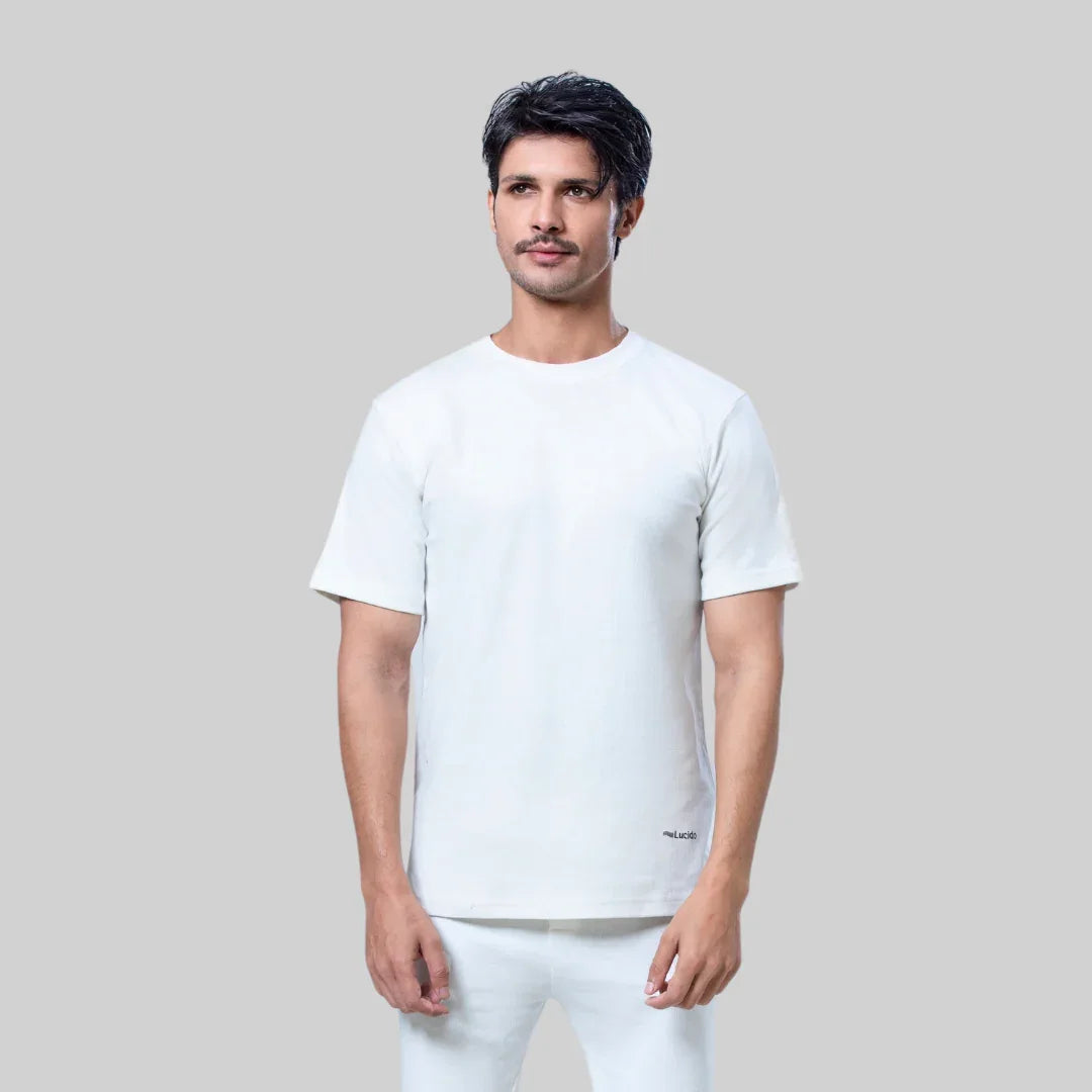 WHITE THERMAL HALF SLEEVES TOP - NAVZA