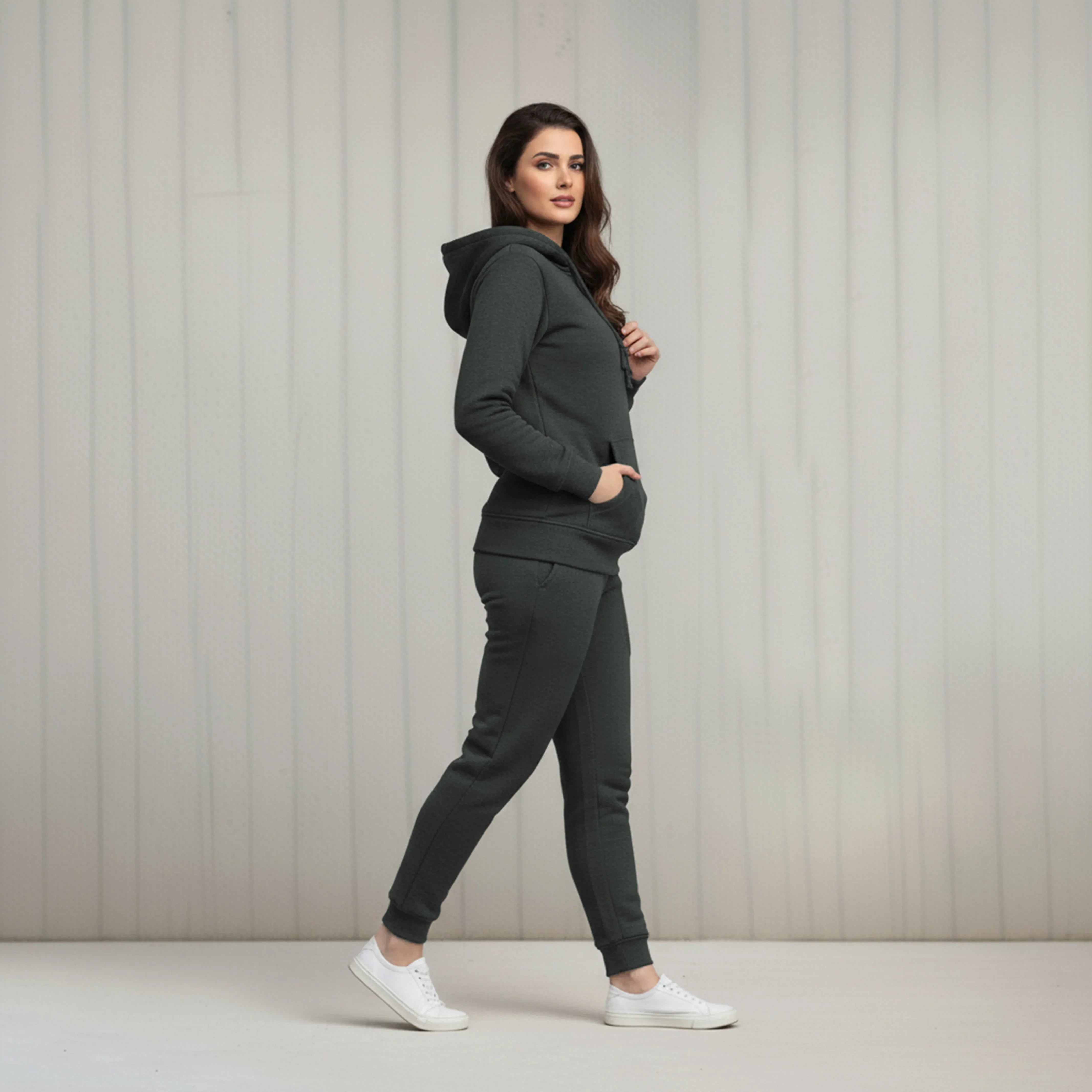 WOMEN ML PULLOVER HOODIE TRACKER - CHARCOAL - NAVZA