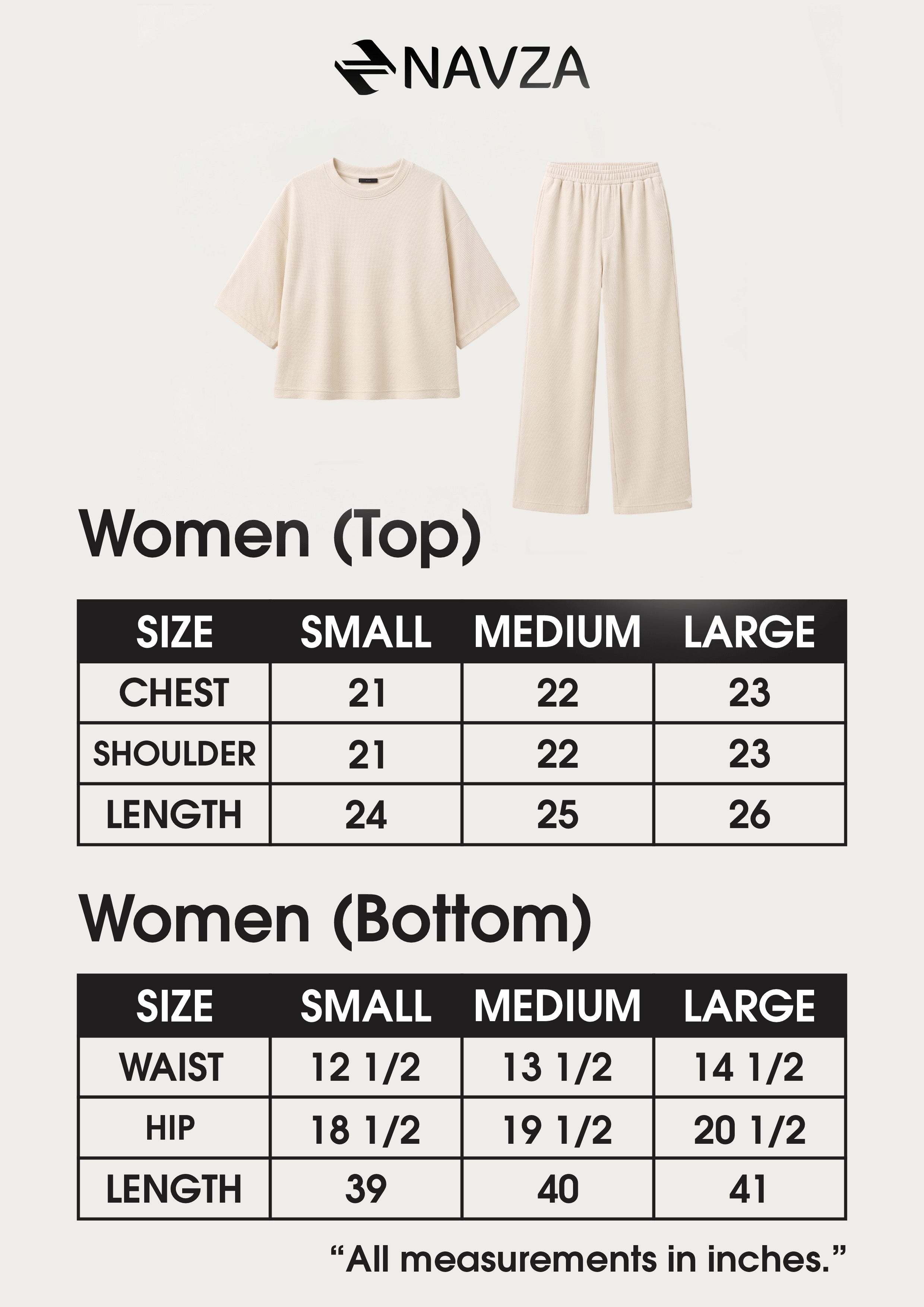 AIRE OTTOMAN CO-ORD SET SIZE CHART