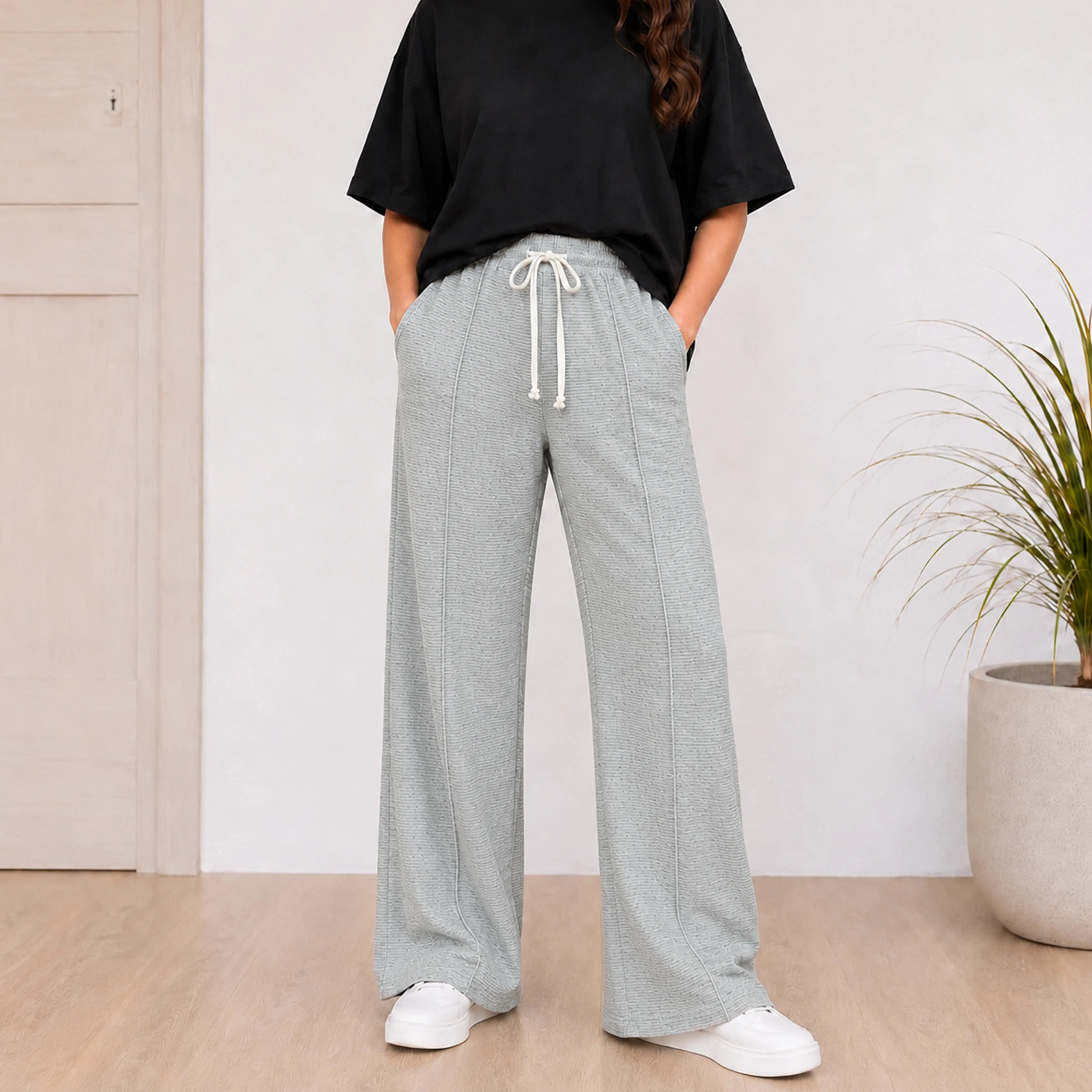 ASPEN OTTOMAN WIDE - LEG PANTS - SOFT HEATHER GREY
