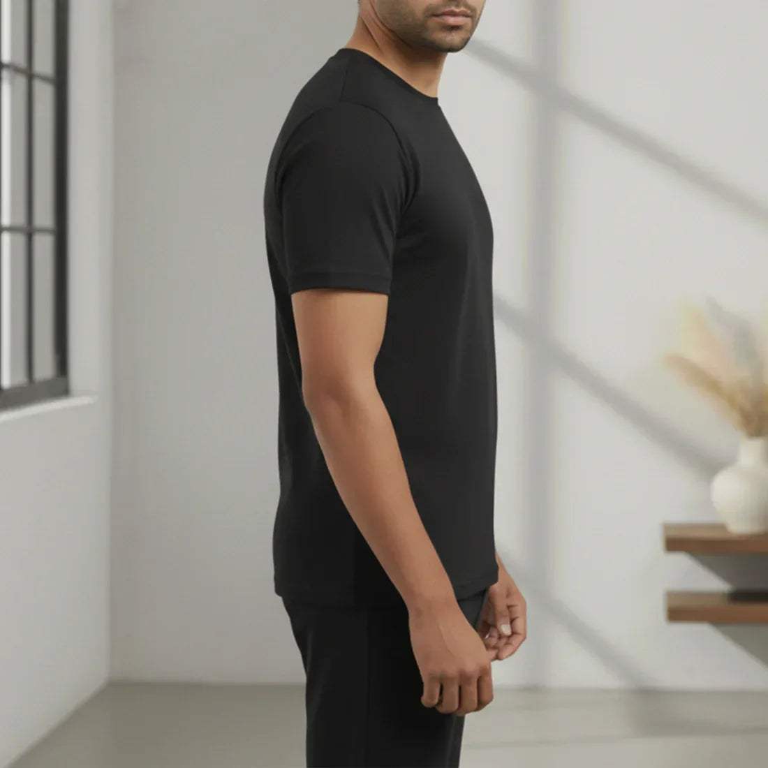 BLACK THERMAL HALF SLEEVES TOP - NAVZA