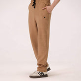 CHECKED COTTON INTERLOCK JOGGER PANT – CAMEL