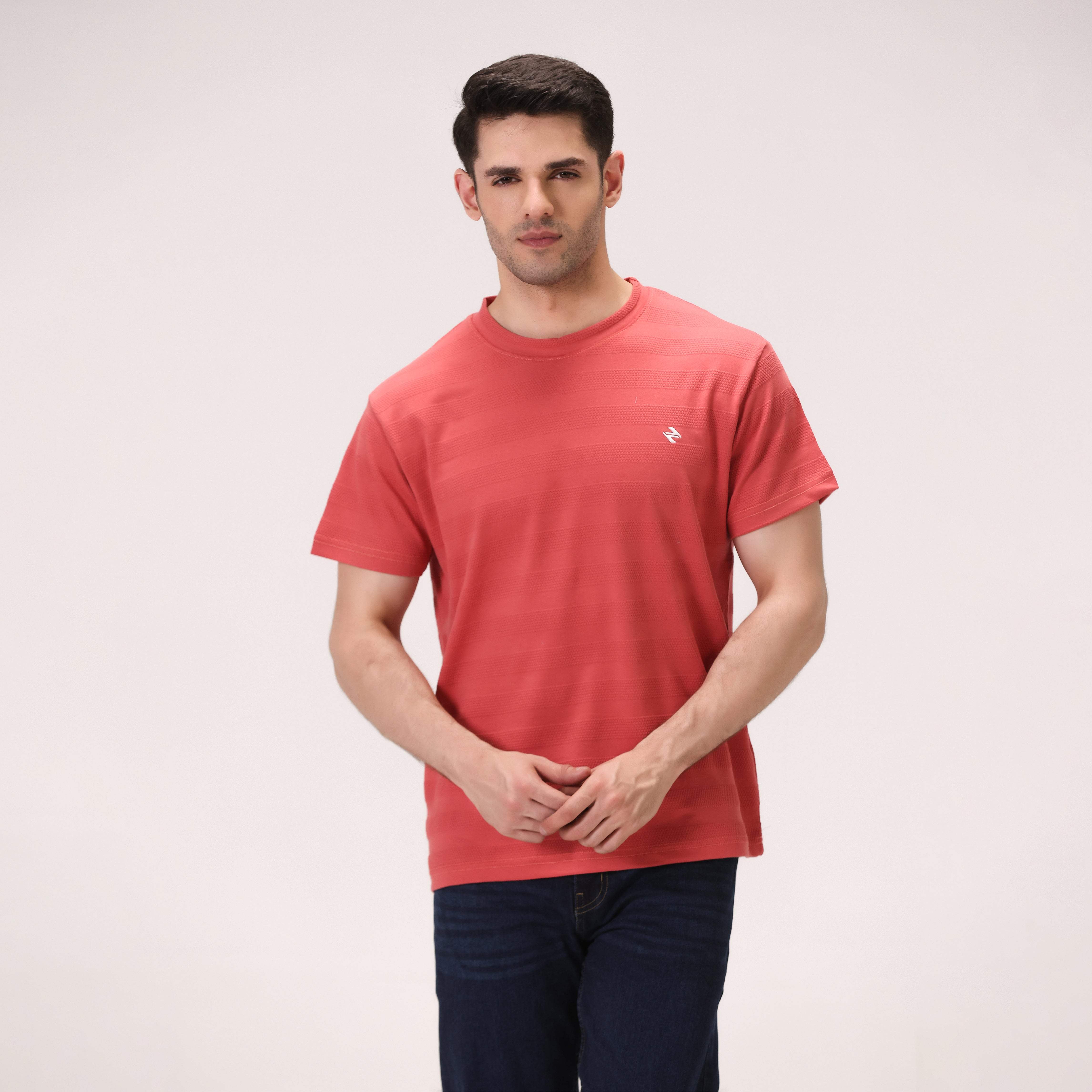 CORAL TEXTURED T-SHIRT – RED