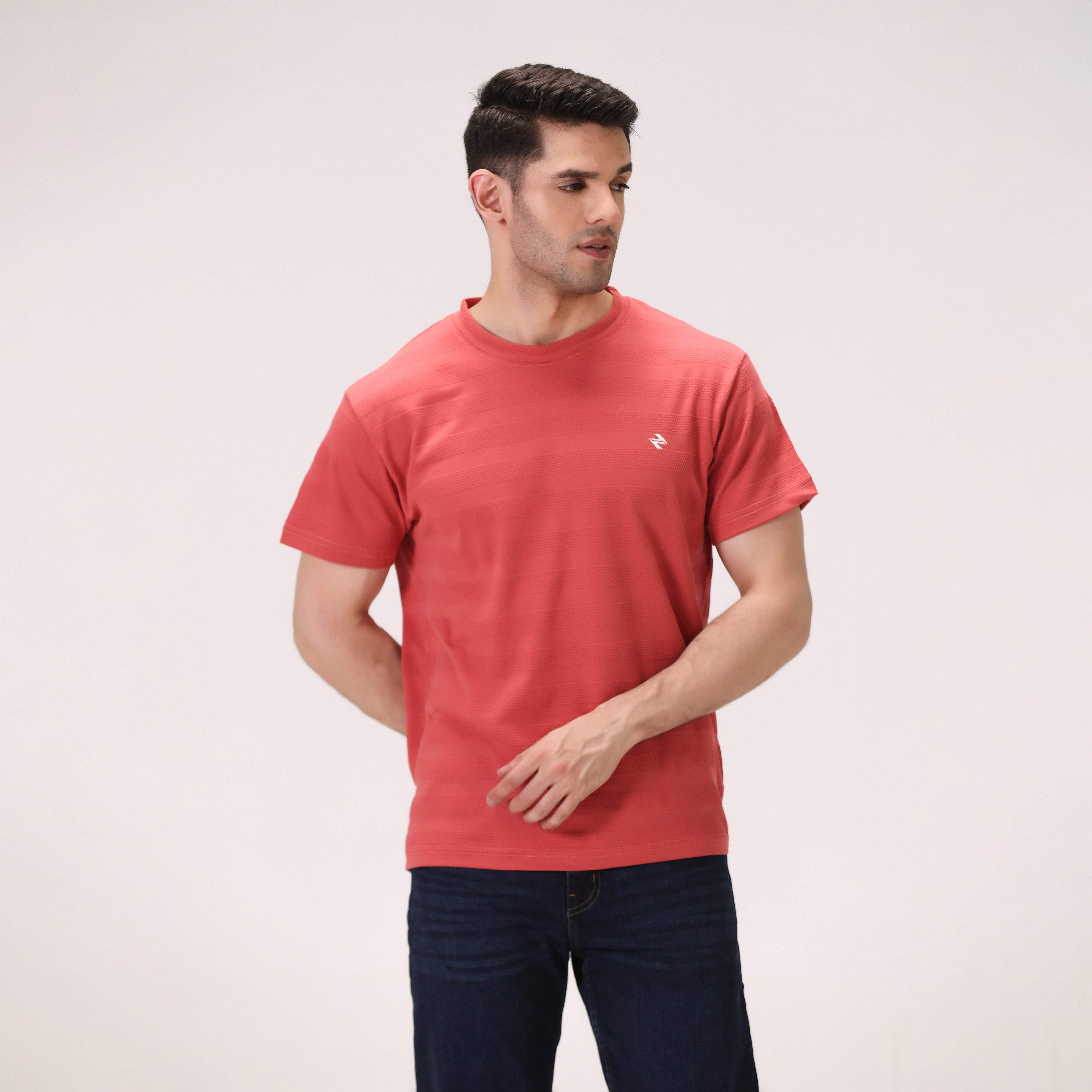 CORAL TEXTURED T-SHIRT – RED
