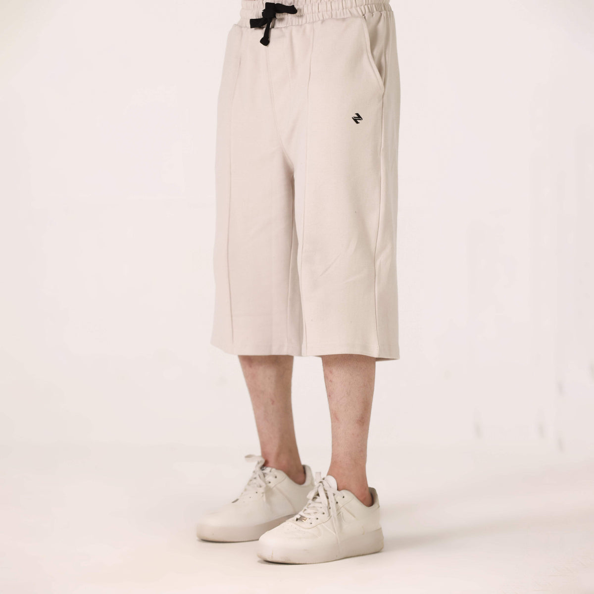 COTTON RELAXED LONG SHORTS OFF WHITE NAVZA