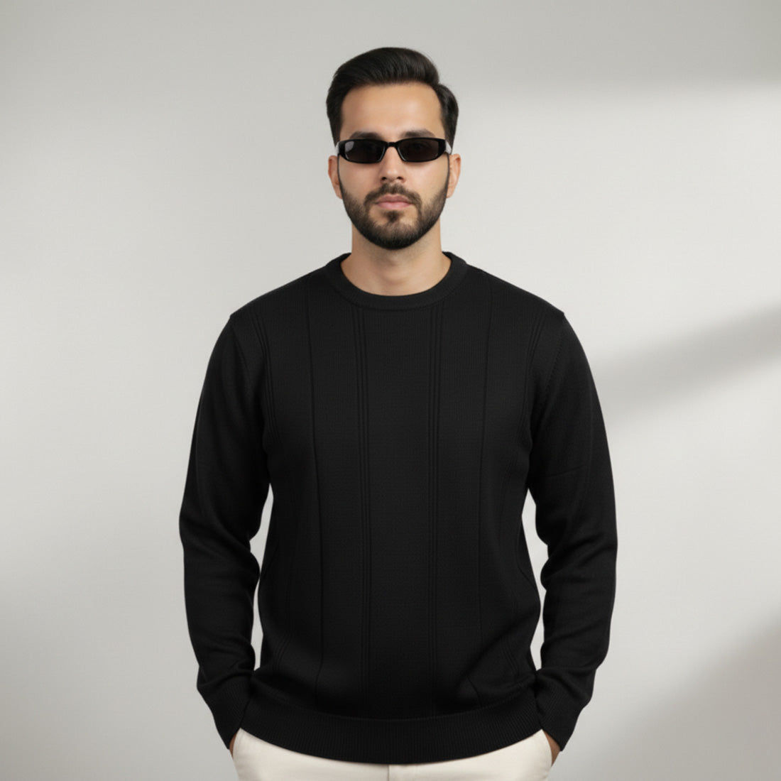Ivory Knit Sweater Black | NAVZA