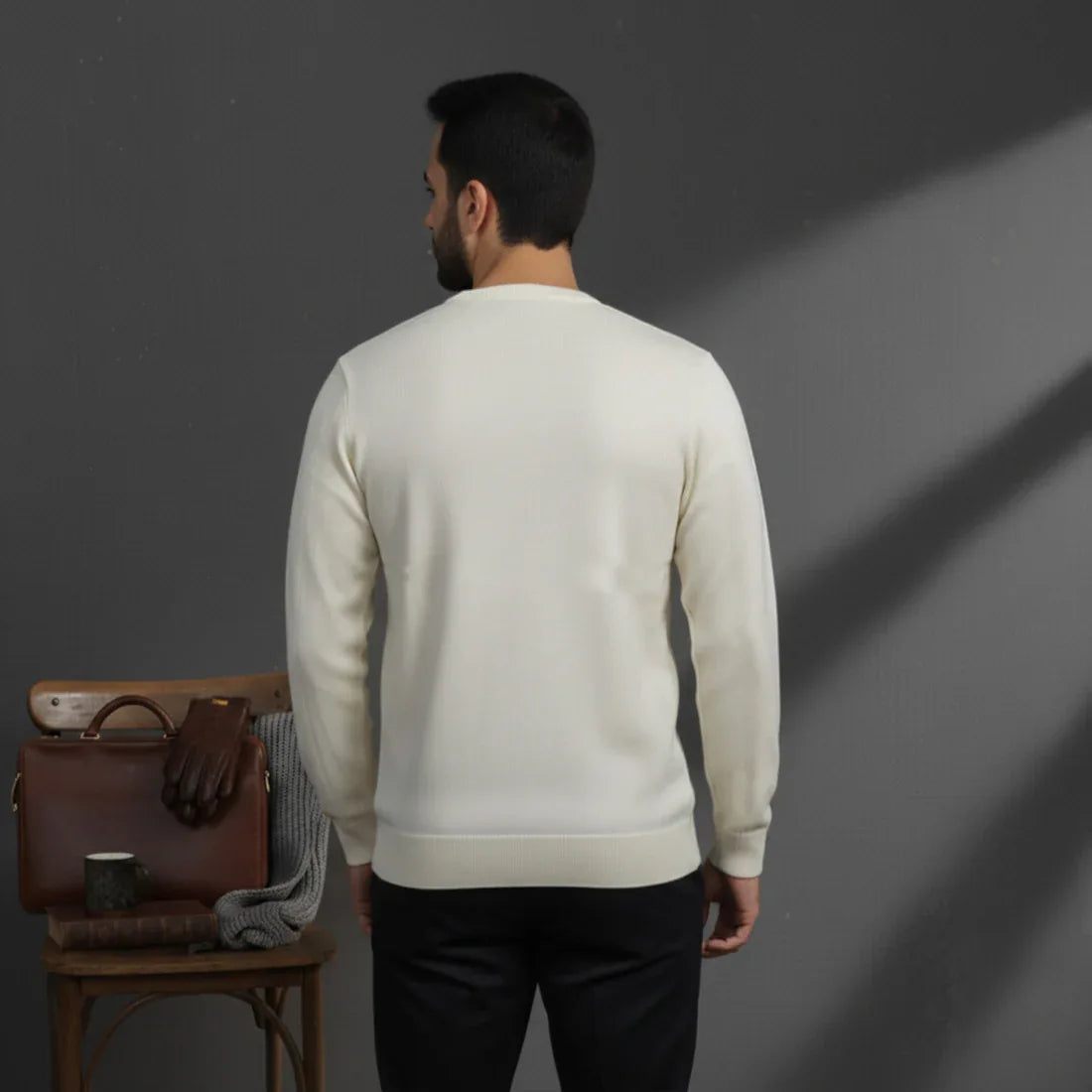 CLASSIC IVORY KNIT SWEATER – CREAM - NAVZA