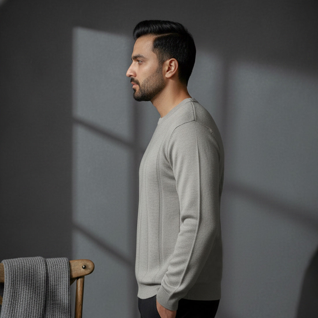 Ivory Knit Sweater Light Grey | NAVZA