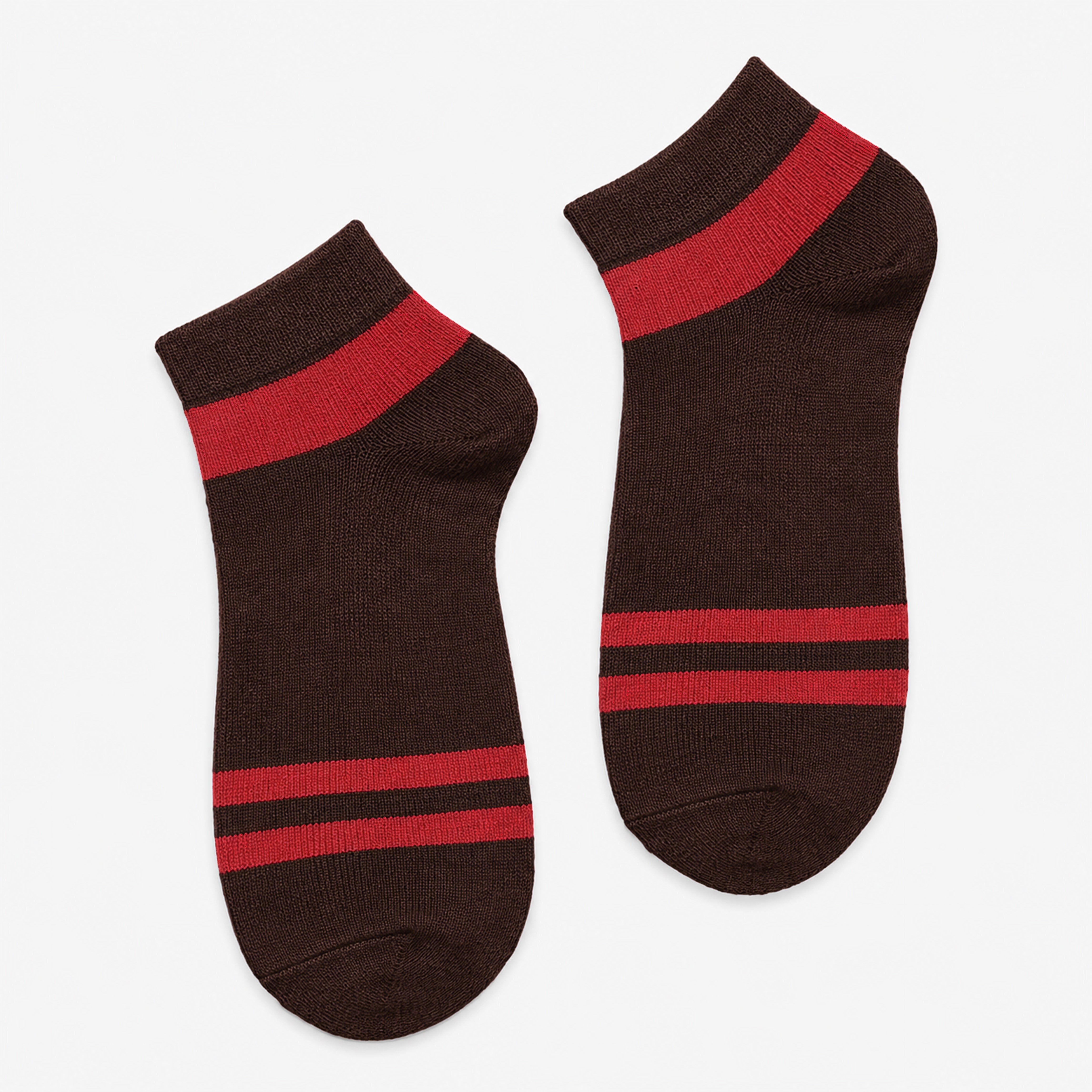 DUO STRIPES ANKLET SOCKS - BROWN
